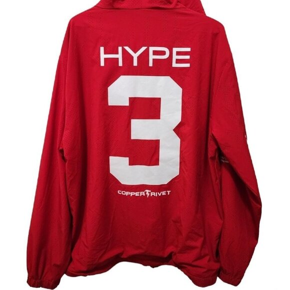 Red Jacket Copper Rivet Zip Up Urban windbreaker Jacket Perforated HYPE PREOWNED - Picture 7 of 7